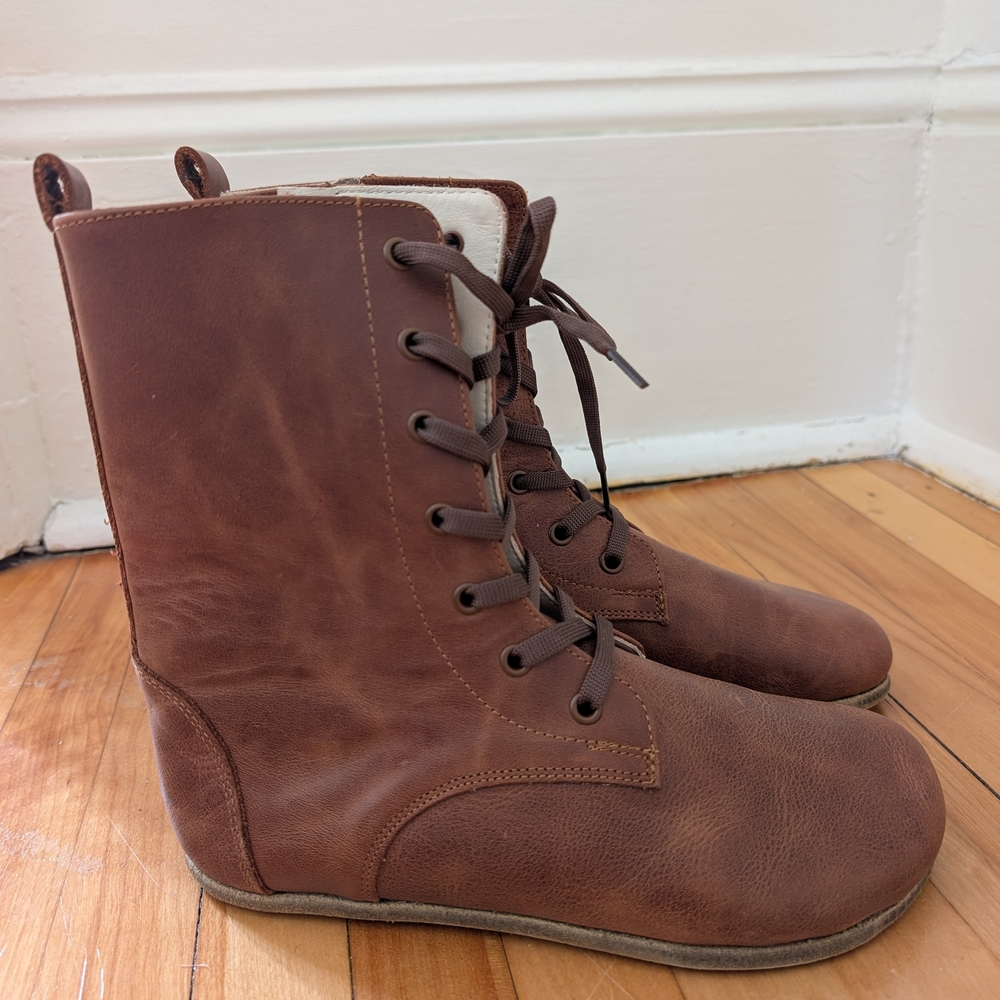Brown Leather Barefoot Boots Size 38
